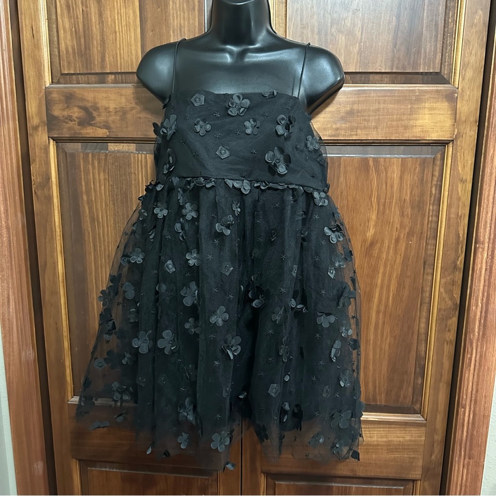 NWT! Trixxi Black Floral Tulle Mini Dress Size M
